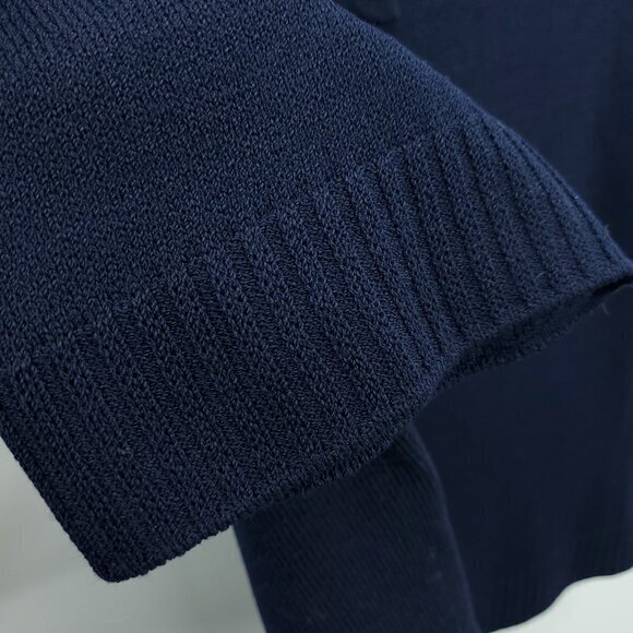 St. John Sport Santana Knit Short Sleeve Embroidered Polo M Navy/Gold Buttons - Picture 7 of 16